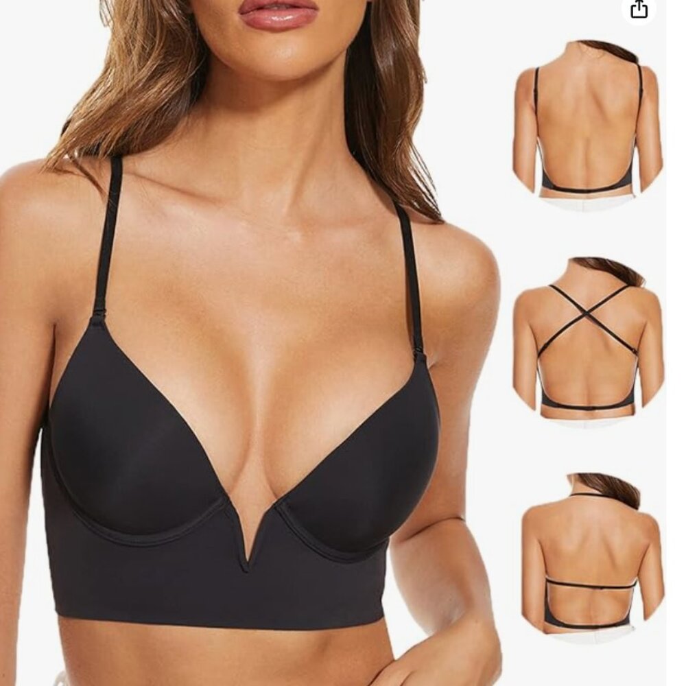 Low Back, Deep-V Plunge, Underwire, Invisible Backless Bras